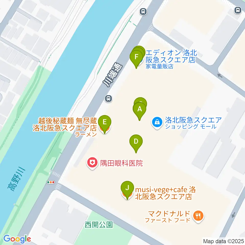 島村楽器 洛北阪急スクエア店周辺のファミレス・ファーストフード一覧地図
