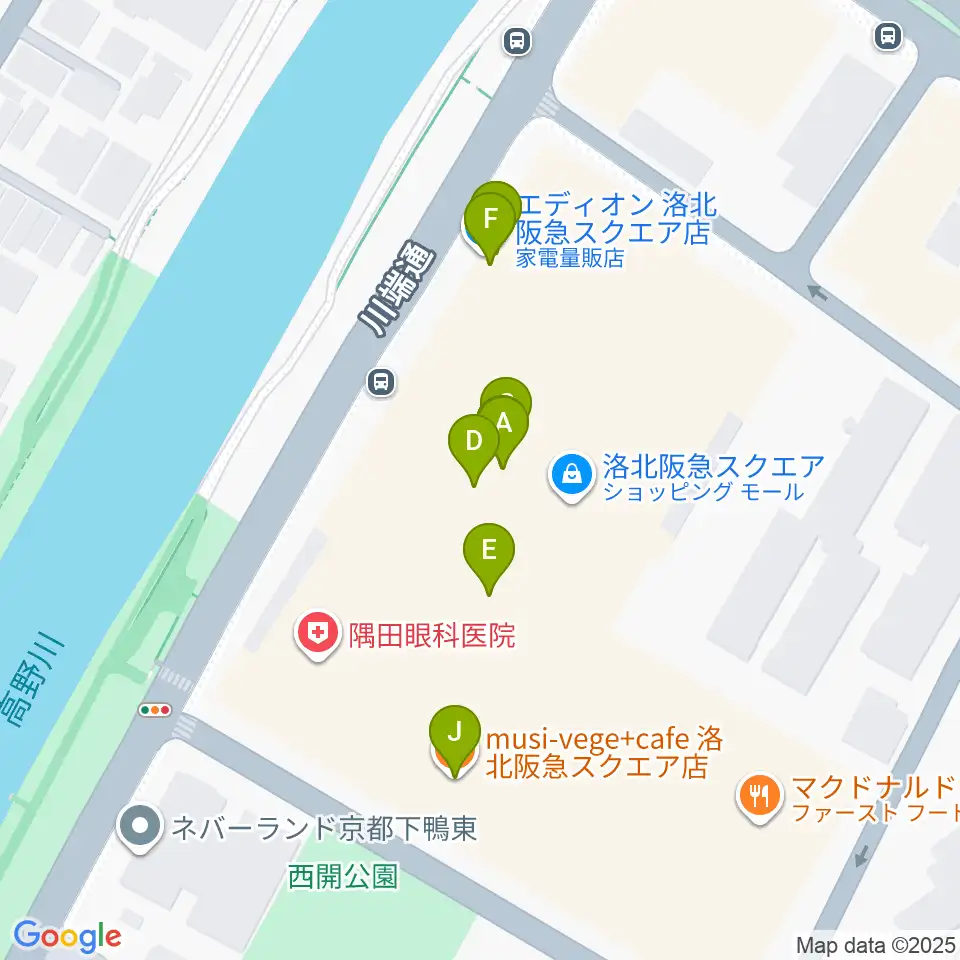 島村楽器 洛北阪急スクエア店周辺のファミレス・ファーストフード一覧地図