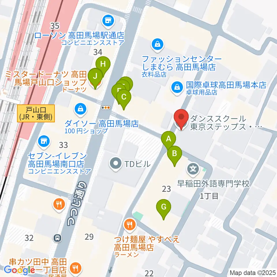 東京ステップスアーツ周辺のファミレス・ファーストフード一覧地図