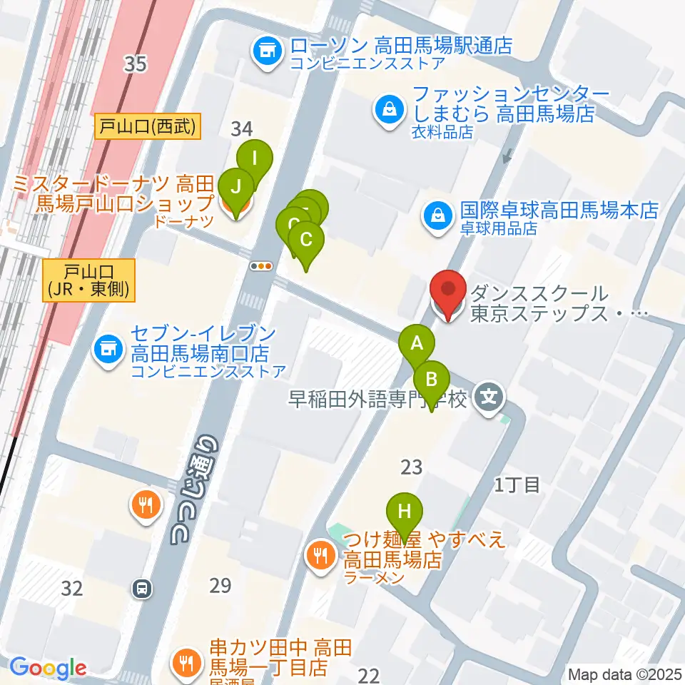 東京ステップスアーツ周辺のファミレス・ファーストフード一覧地図