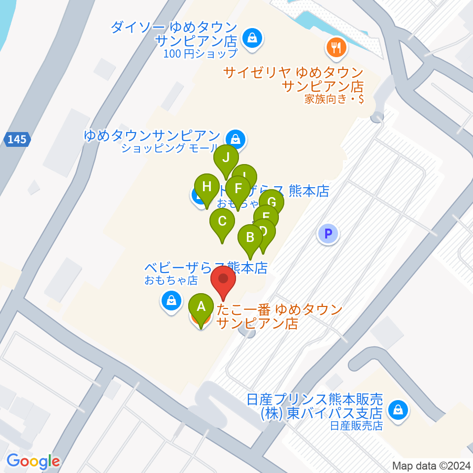 大谷楽器店 サンピアン教室周辺のファミレス・ファーストフード一覧地図