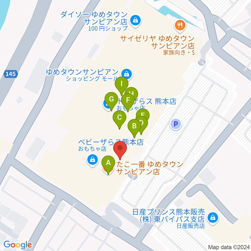 大谷楽器店 サンピアン教室周辺のファミレス・ファーストフード一覧地図