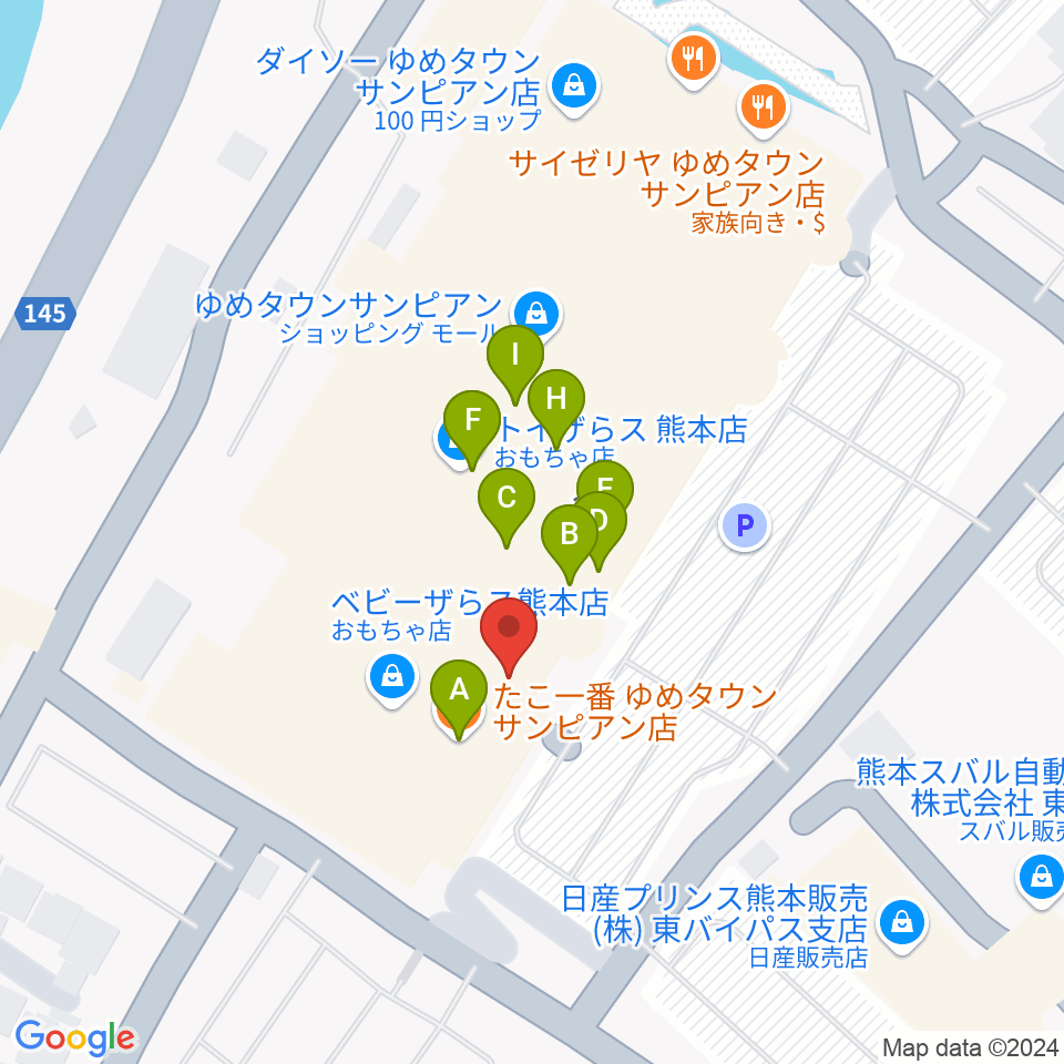 大谷楽器店 サンピアン教室周辺のファミレス・ファーストフード一覧地図