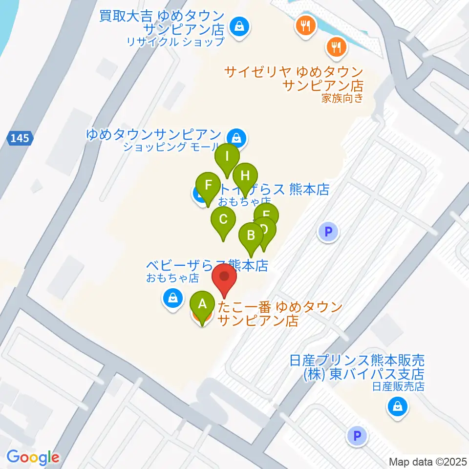 大谷楽器店 サンピアン教室周辺のファミレス・ファーストフード一覧地図