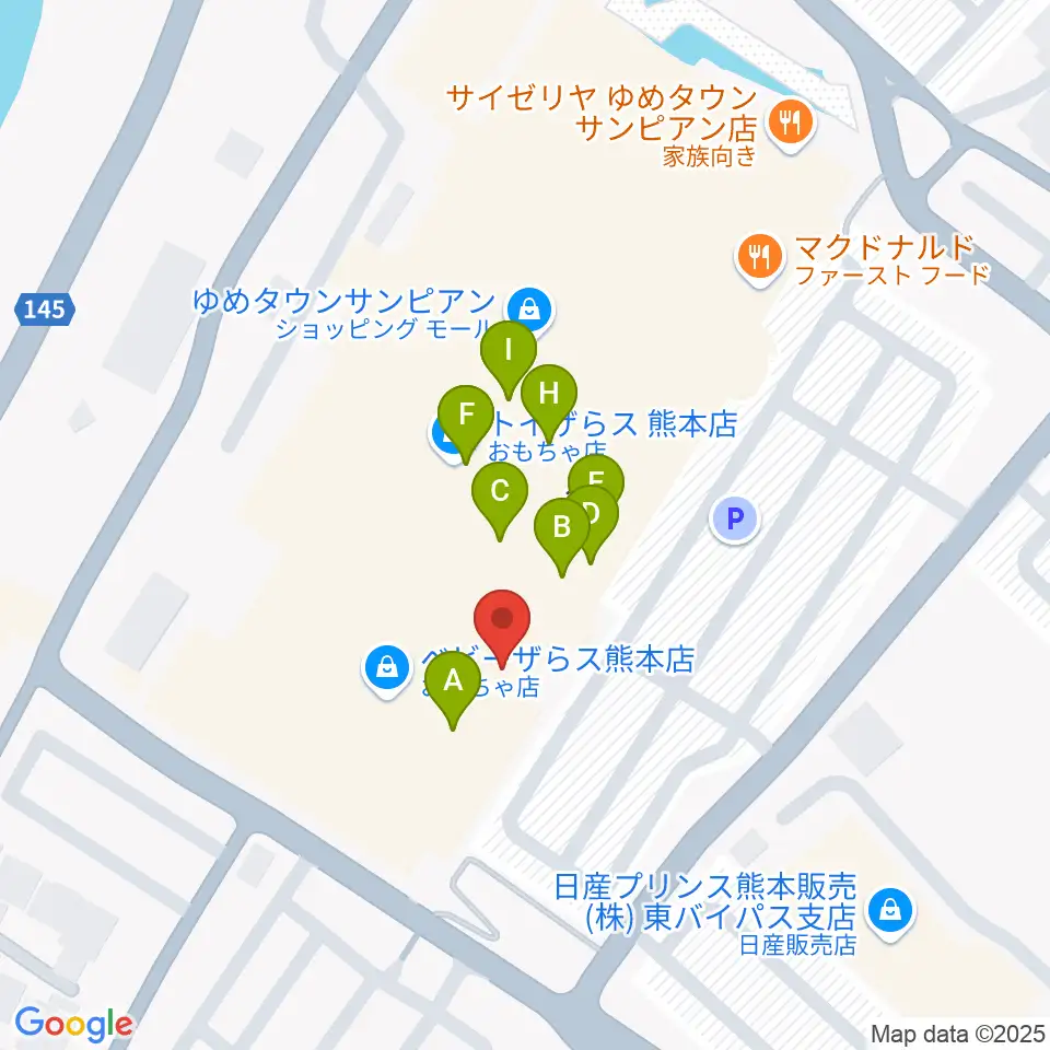 大谷楽器店 サンピアン教室周辺のファミレス・ファーストフード一覧地図