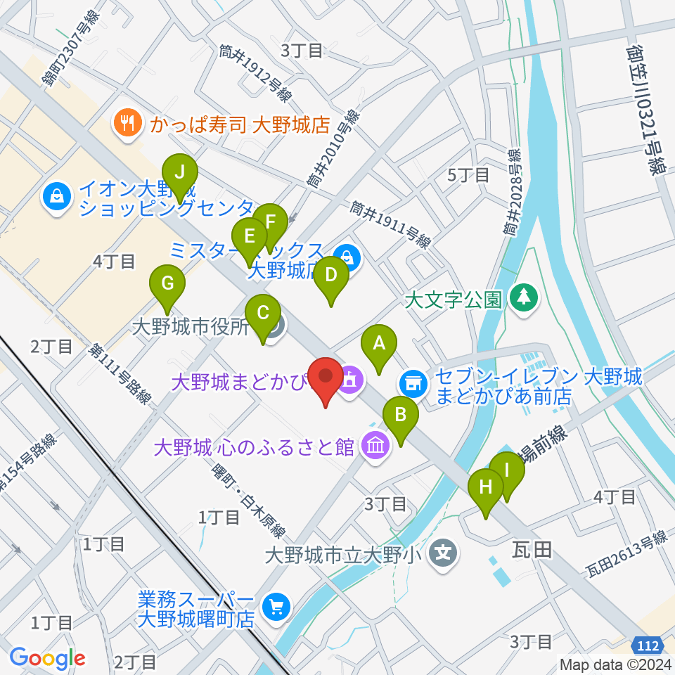 大野城まどかぴあ周辺のファミレス・ファーストフード一覧地図