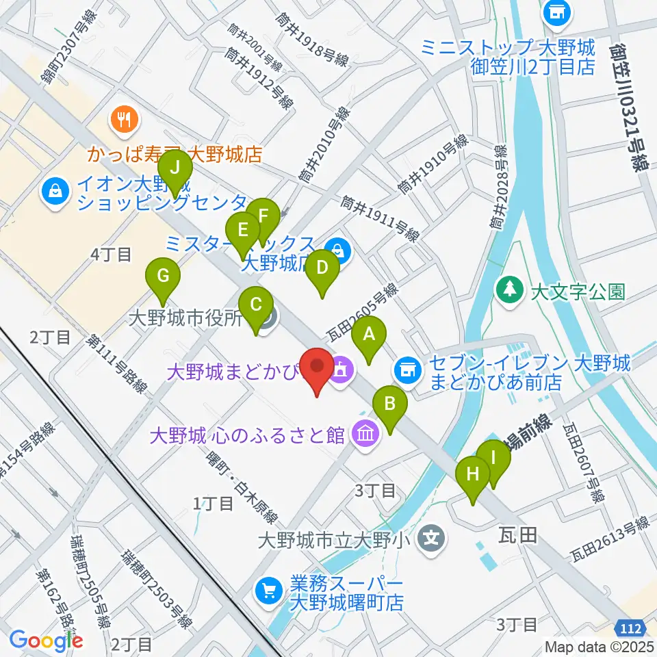 大野城まどかぴあ周辺のファミレス・ファーストフード一覧地図