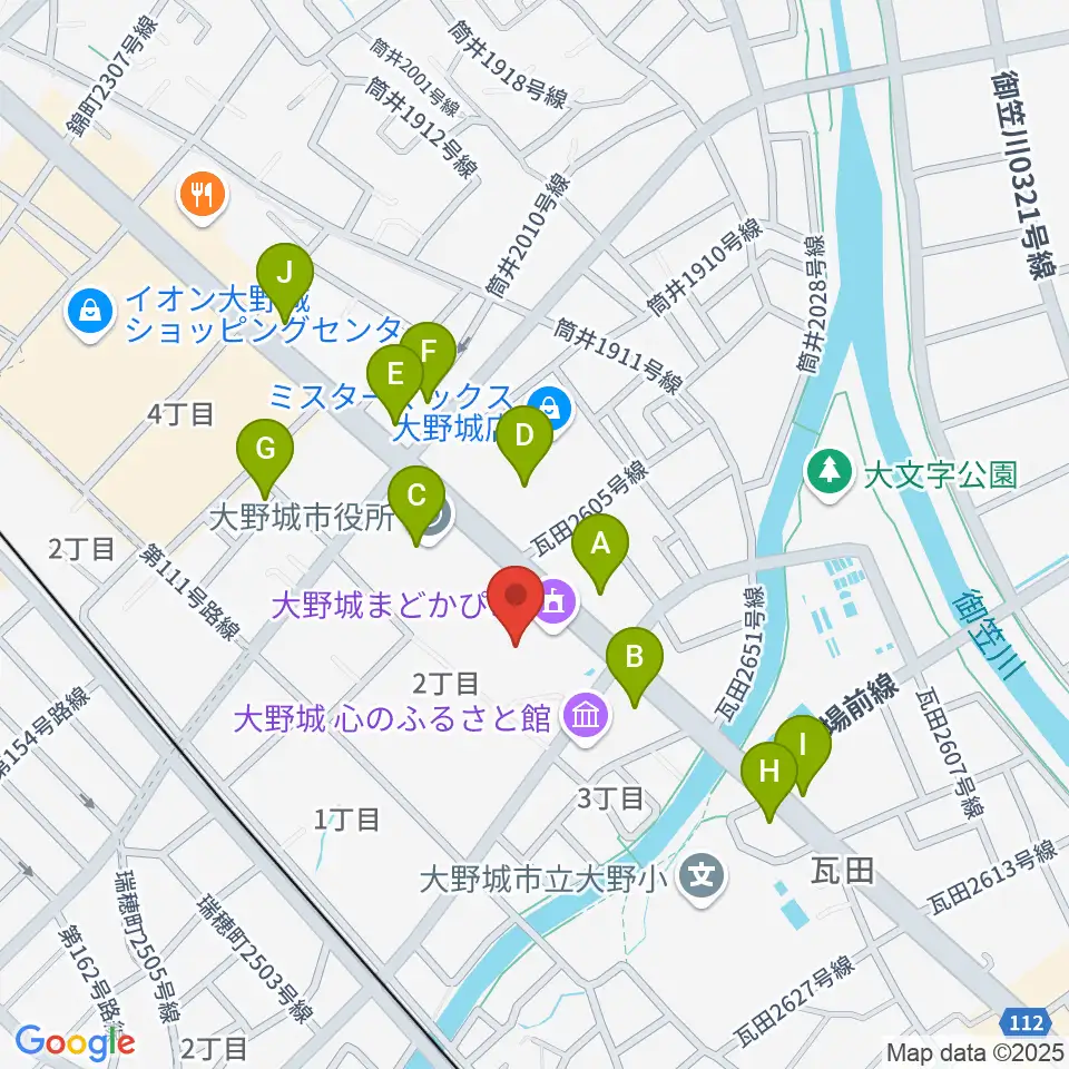 大野城まどかぴあ周辺のファミレス・ファーストフード一覧地図