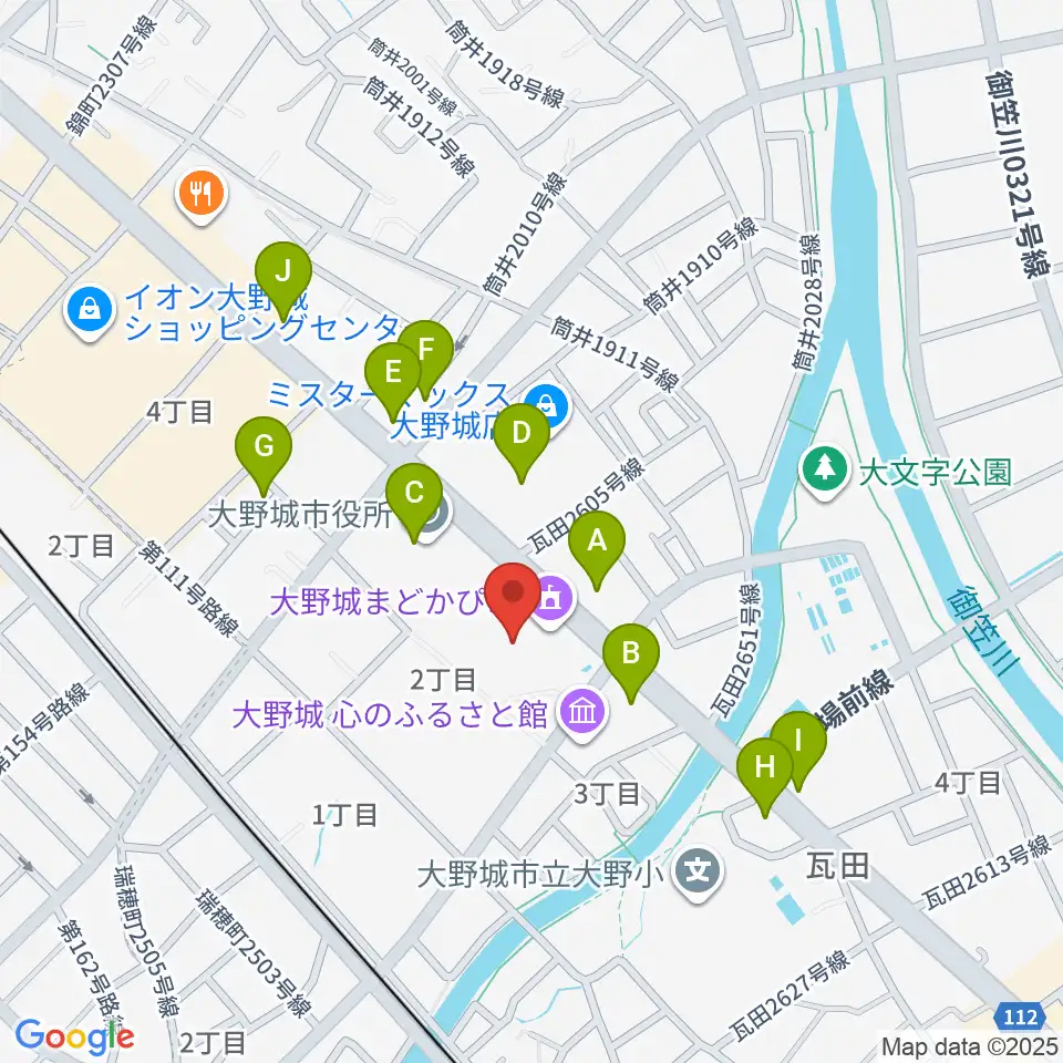 大野城まどかぴあ周辺のファミレス・ファーストフード一覧地図
