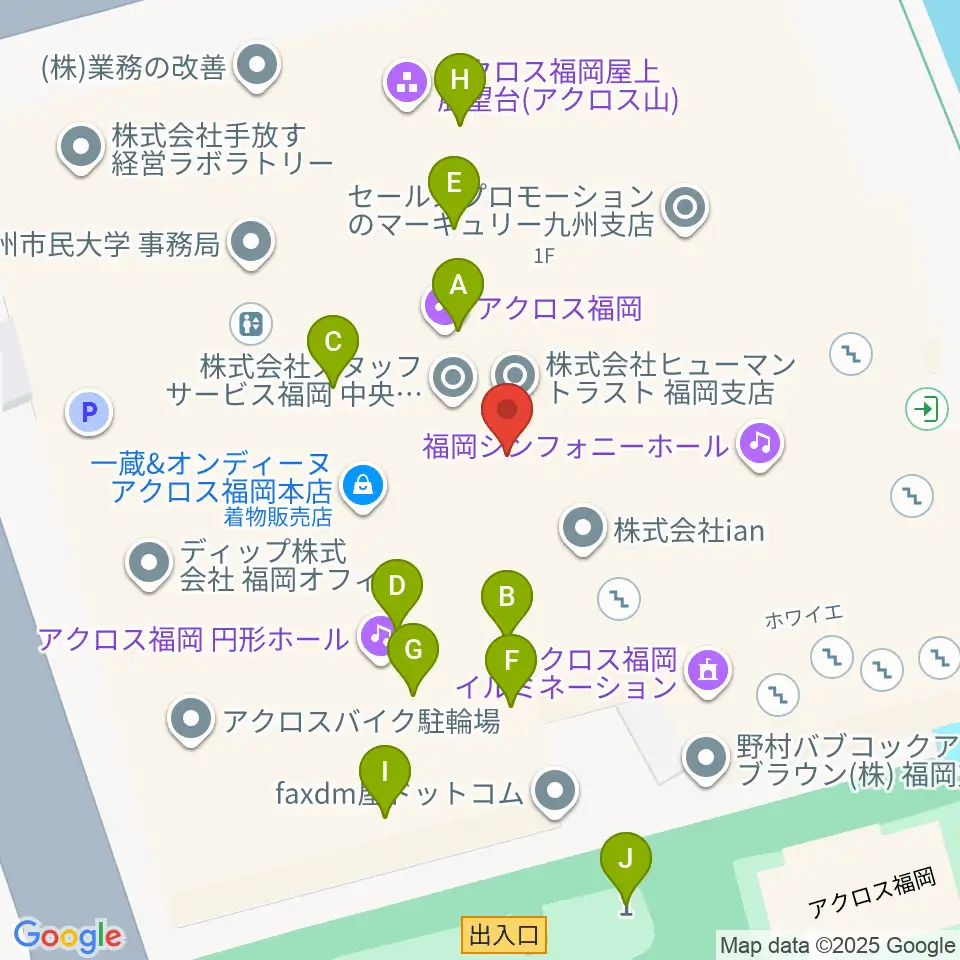ヤマハミュージック 福岡店周辺のファミレス・ファーストフード一覧地図