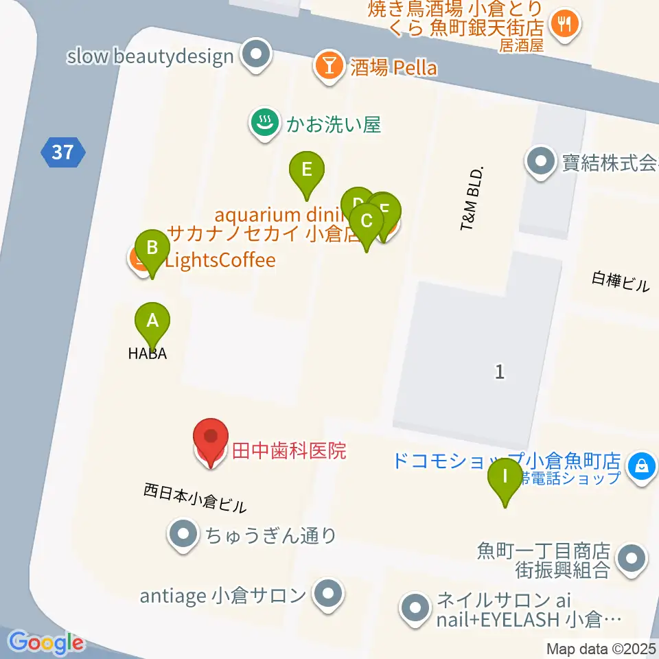 ミュージックストアナガト小倉店周辺のファミレス・ファーストフード一覧地図