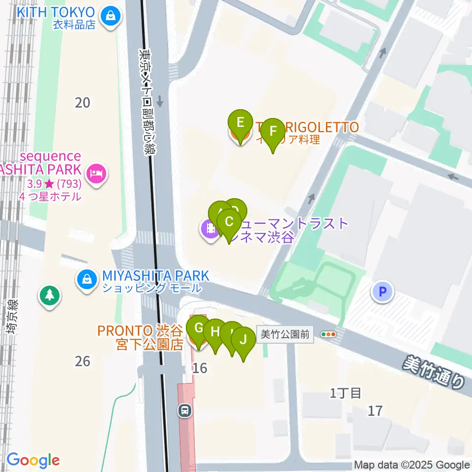 ミュージックアベニュー渋谷cocoti周辺のファミレス・ファーストフード一覧地図