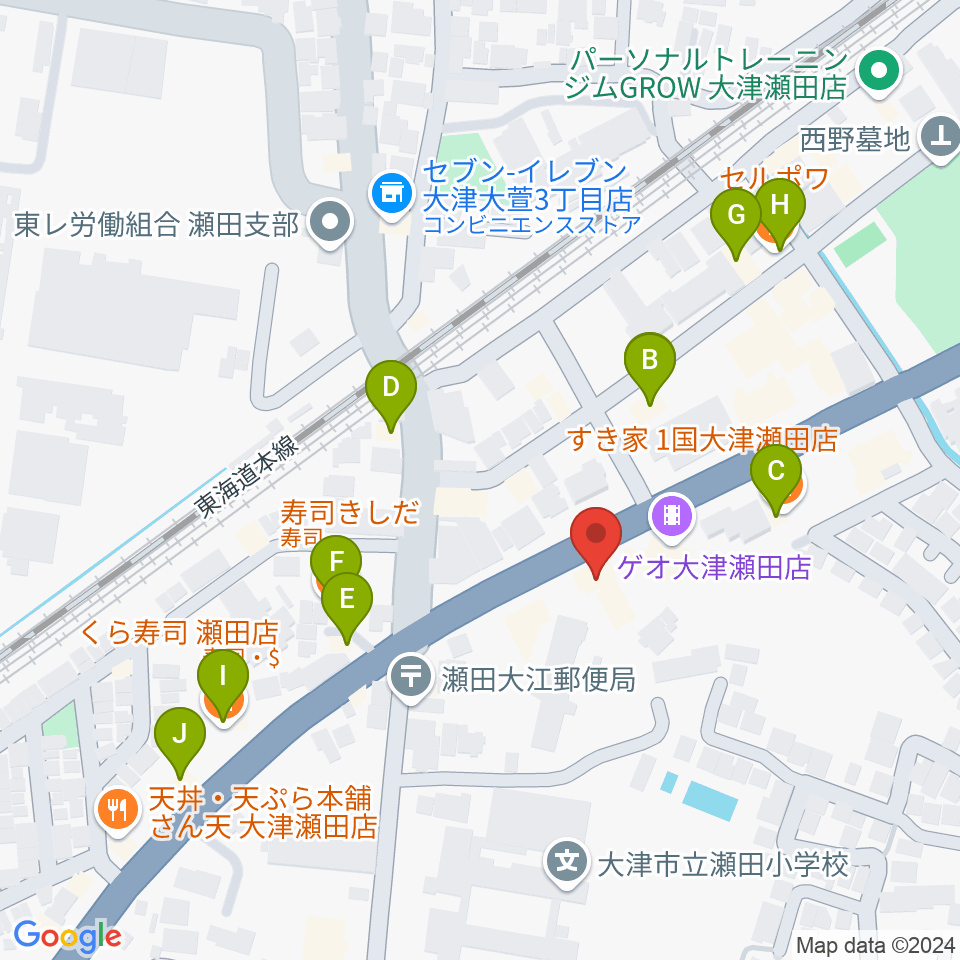 リッツ楽器周辺のファミレス・ファーストフード一覧地図