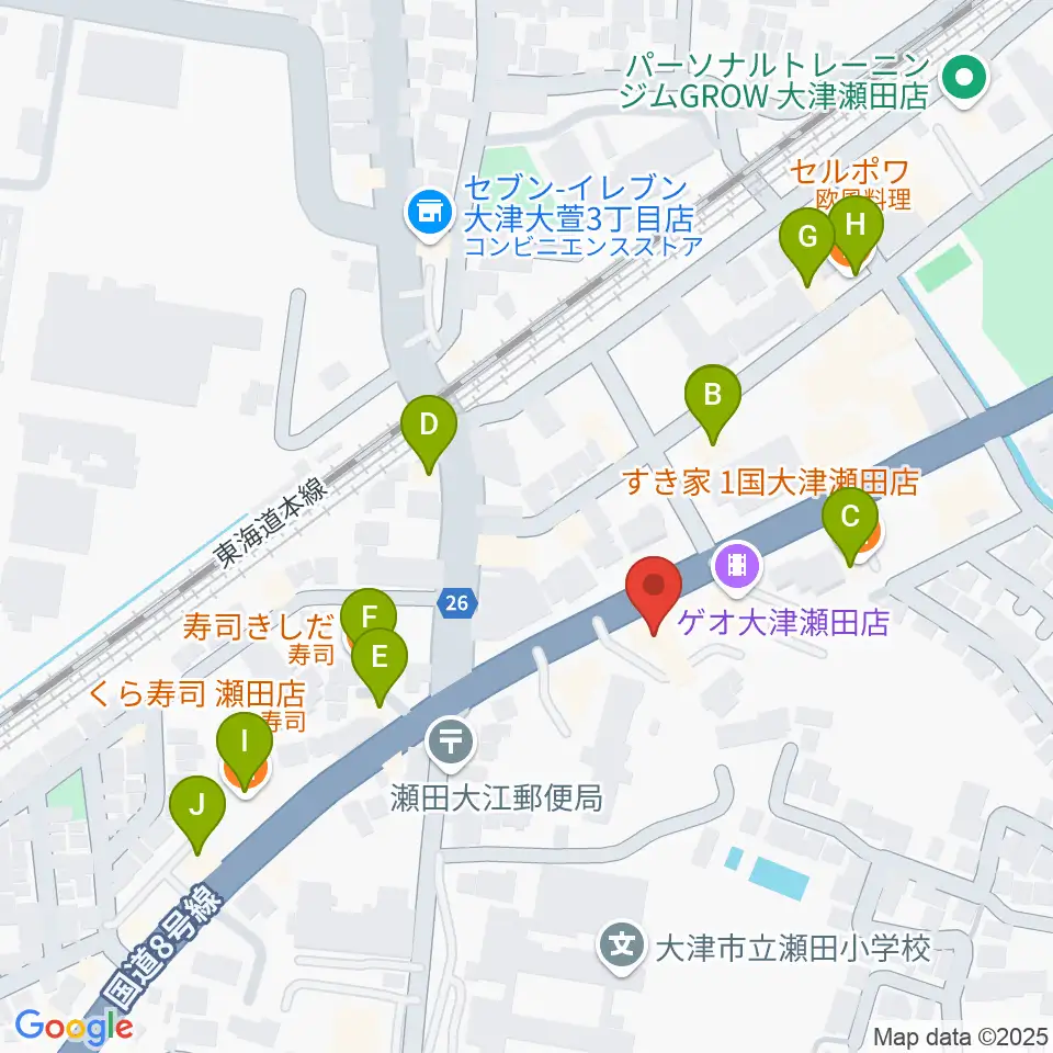 リッツ楽器周辺のファミレス・ファーストフード一覧地図