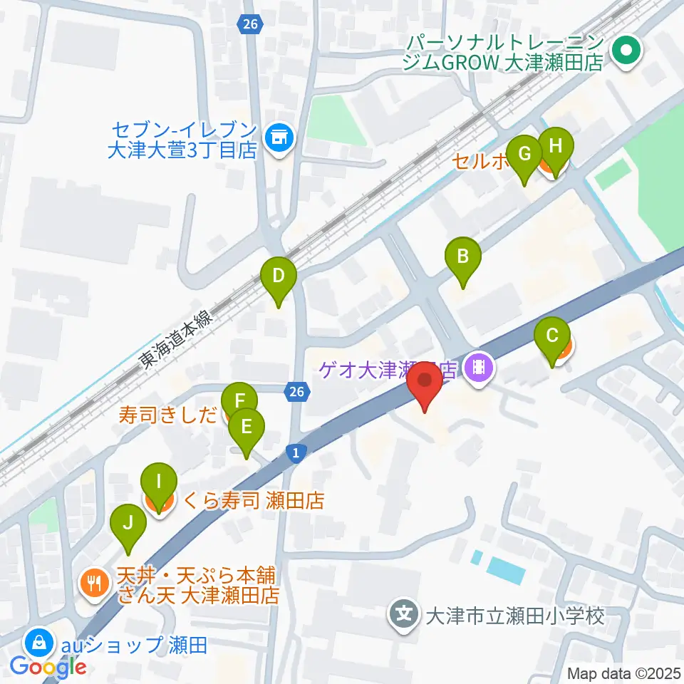 リッツ楽器周辺のファミレス・ファーストフード一覧地図