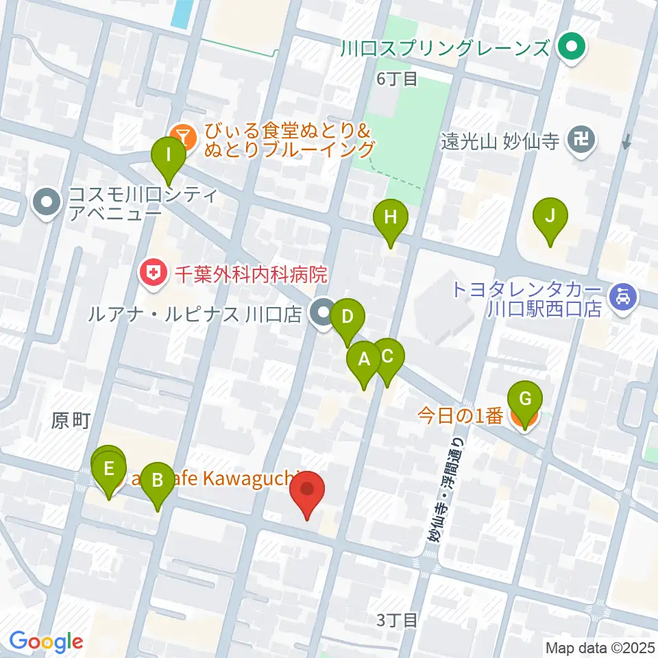 まつだピアノ教室周辺のファミレス・ファーストフード一覧地図