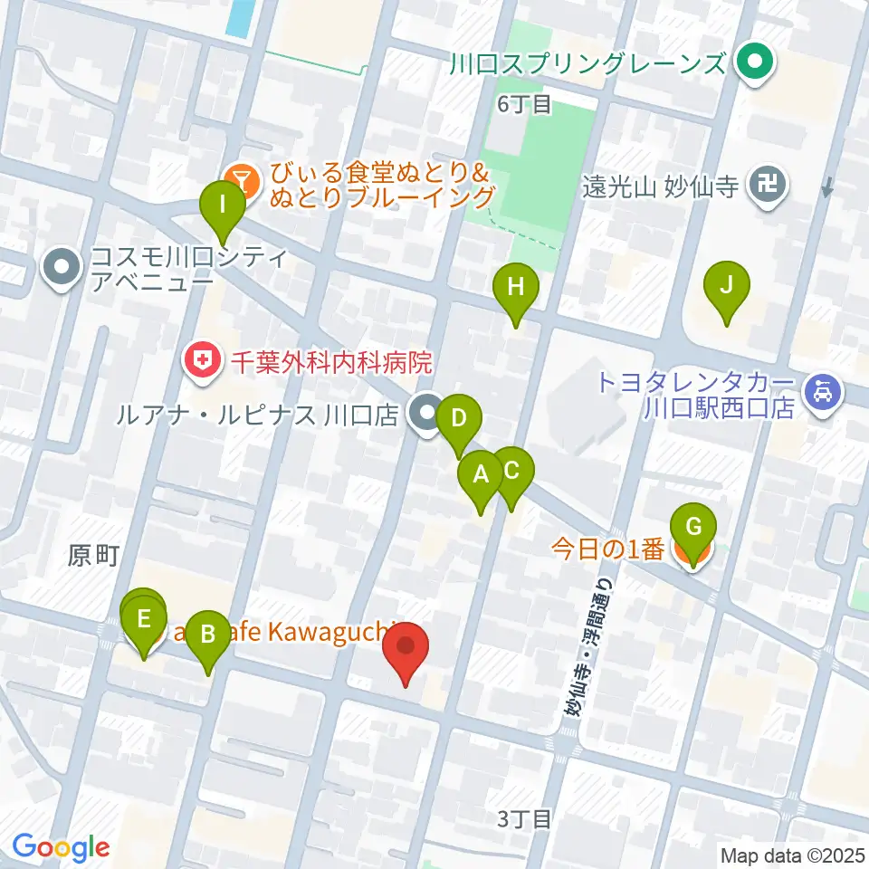 まつだピアノ教室周辺のファミレス・ファーストフード一覧地図