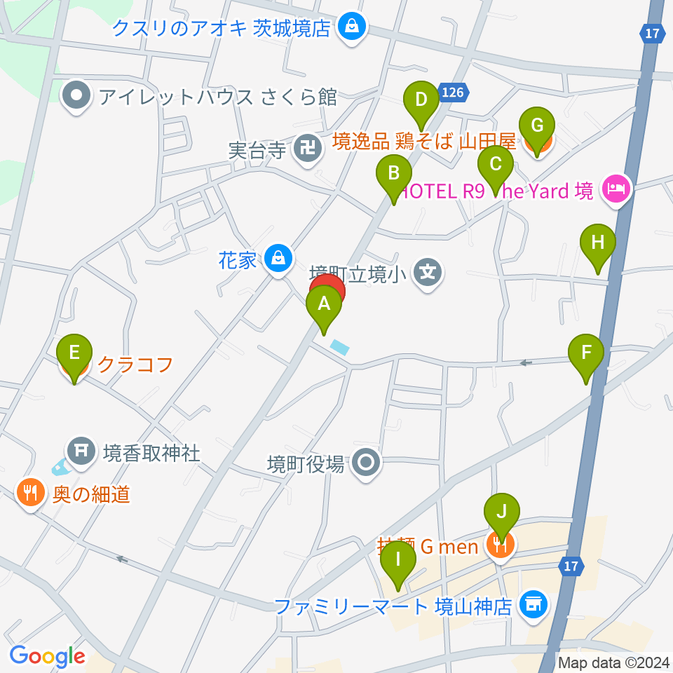 楽園堂周辺のファミレス・ファーストフード一覧地図