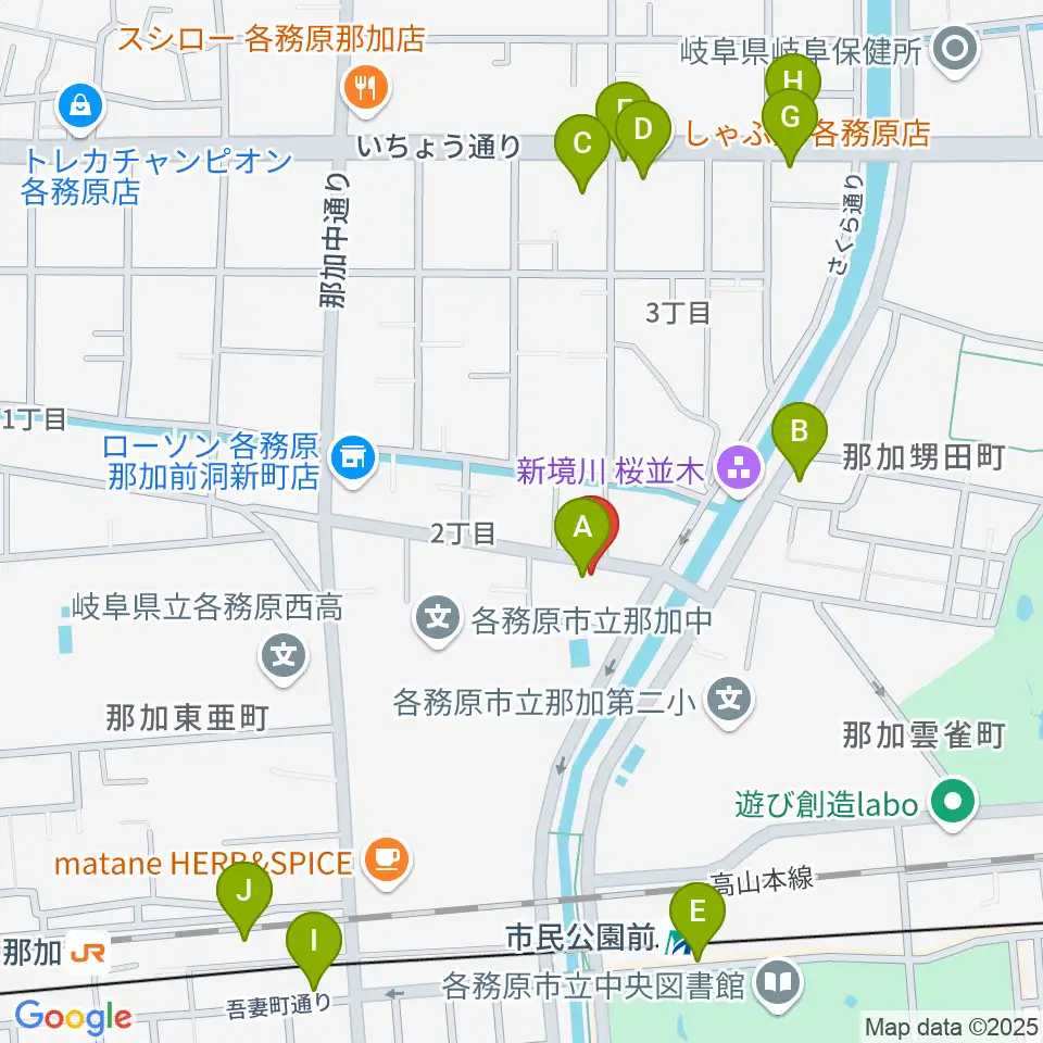 ウインドウエーブ 管楽器教室周辺のファミレス・ファーストフード一覧地図