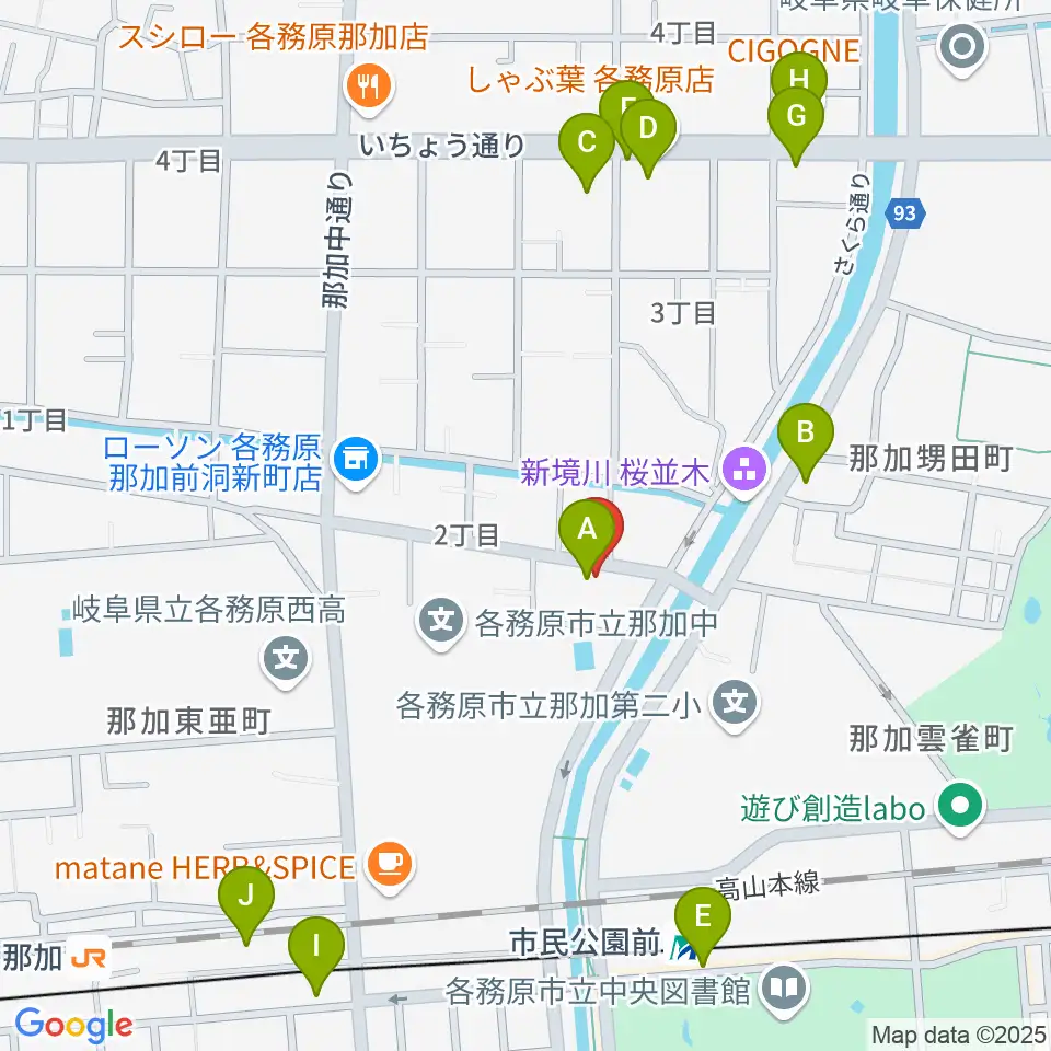 ウインドウエーブ 管楽器教室周辺のファミレス・ファーストフード一覧地図