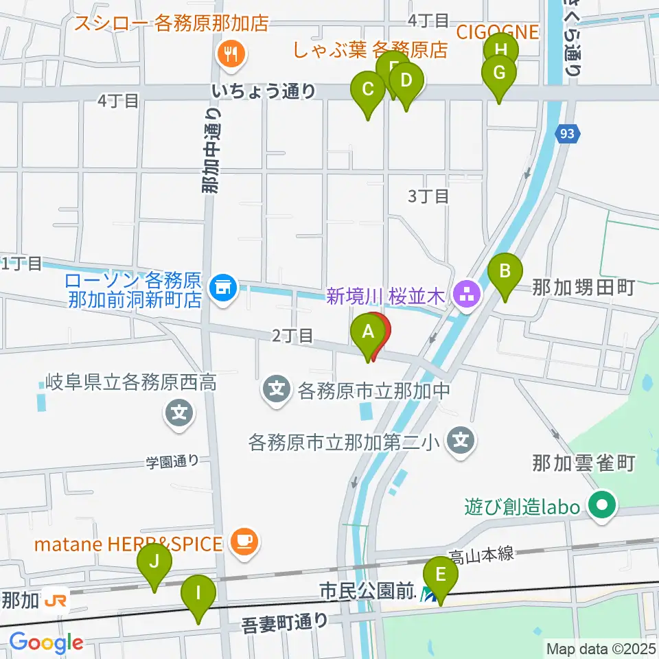ウインドウエーブ 管楽器教室周辺のファミレス・ファーストフード一覧地図