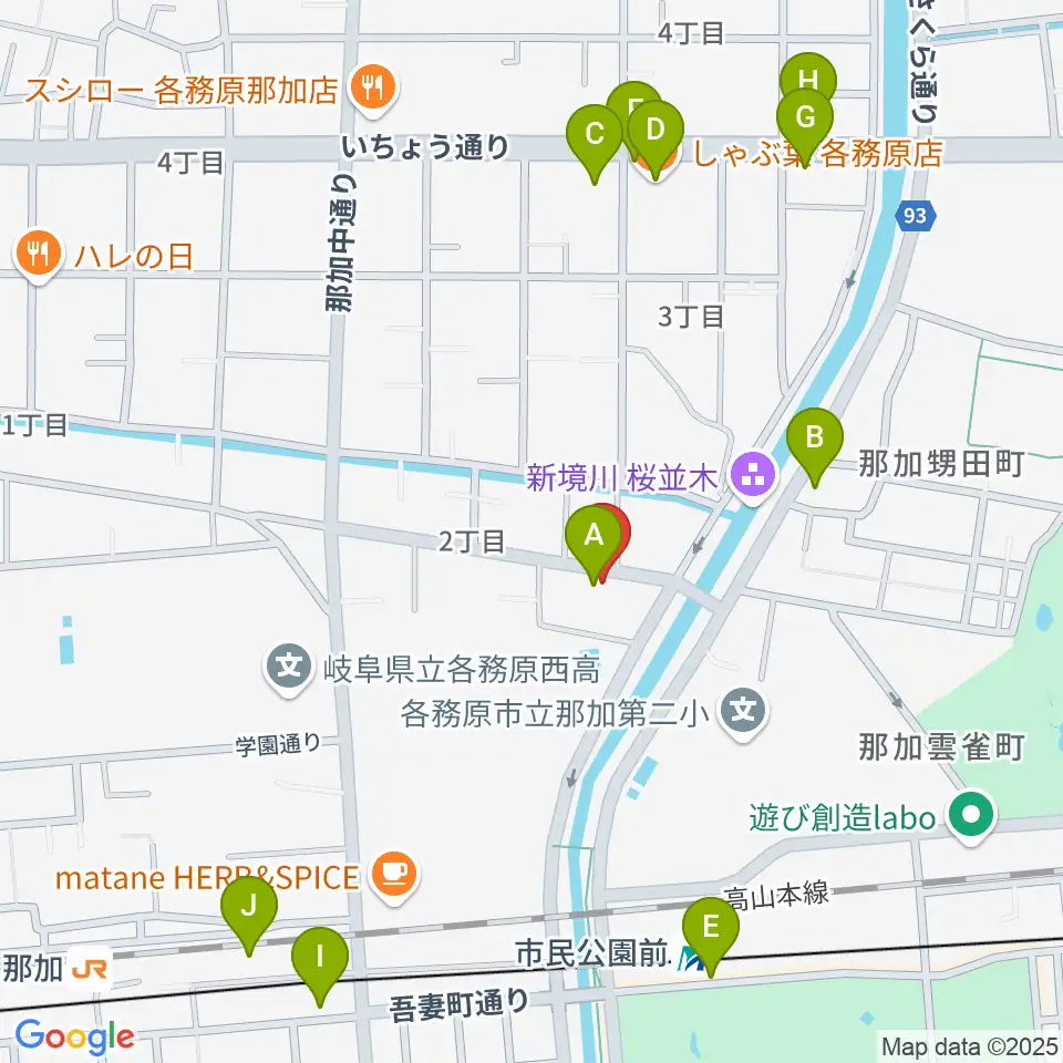 ウインドウエーブ 管楽器教室周辺のファミレス・ファーストフード一覧地図