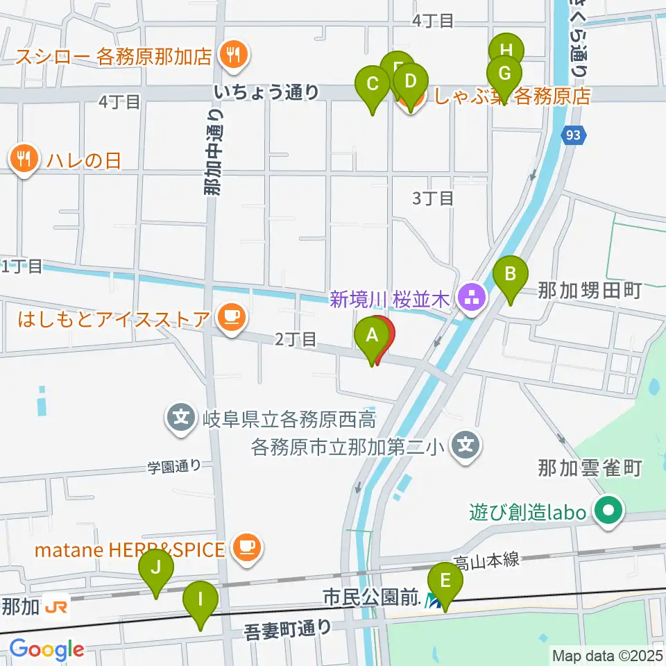 ウインドウエーブ 管楽器教室周辺のファミレス・ファーストフード一覧地図