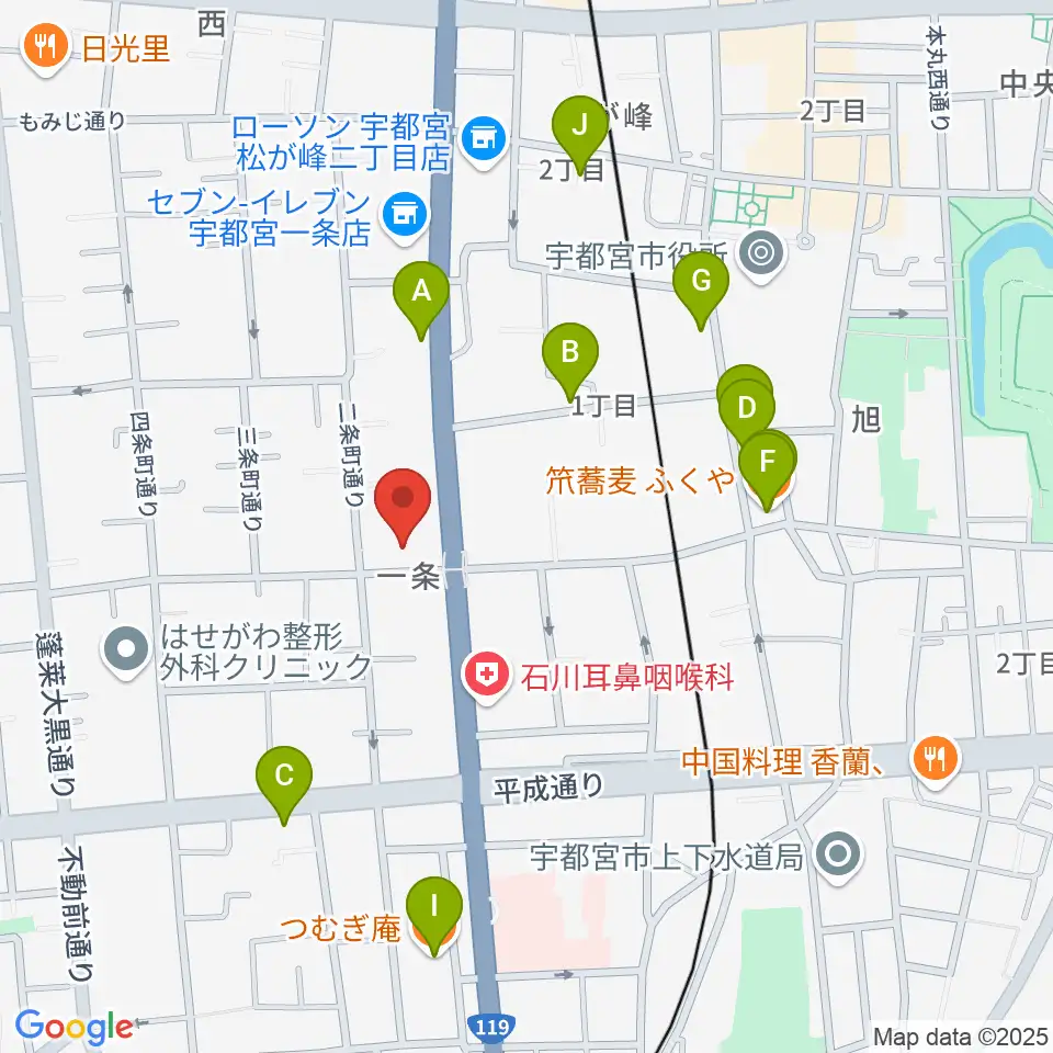 アプトホール周辺のファミレス・ファーストフード一覧地図