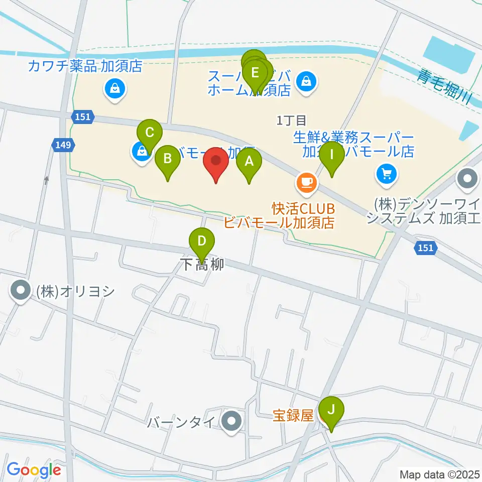 昭和楽器 ビバモール加須センター周辺のファミレス・ファーストフード一覧地図