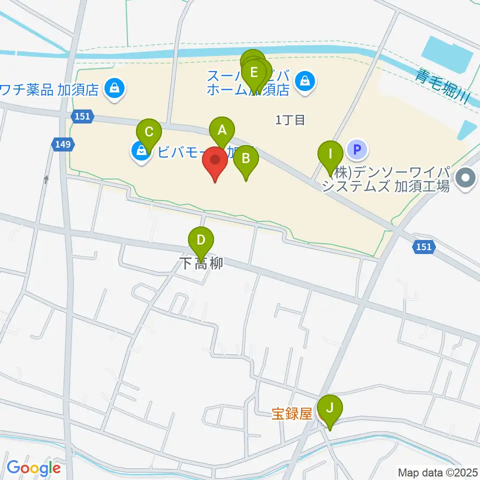 昭和楽器 ビバモール加須センター周辺のファミレス・ファーストフード一覧地図