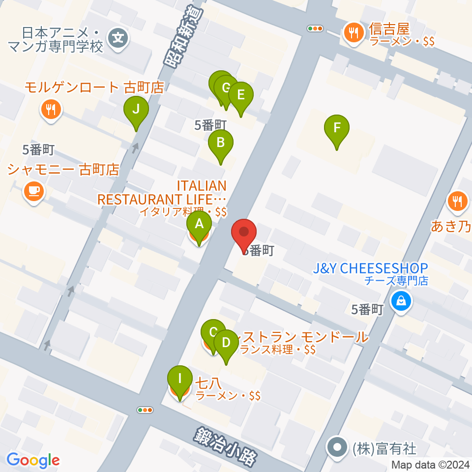 あぽろん新潟店周辺のファミレス・ファーストフード一覧地図