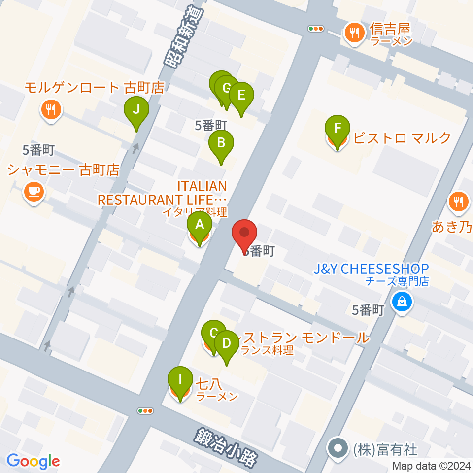 あぽろん新潟店周辺のファミレス・ファーストフード一覧地図