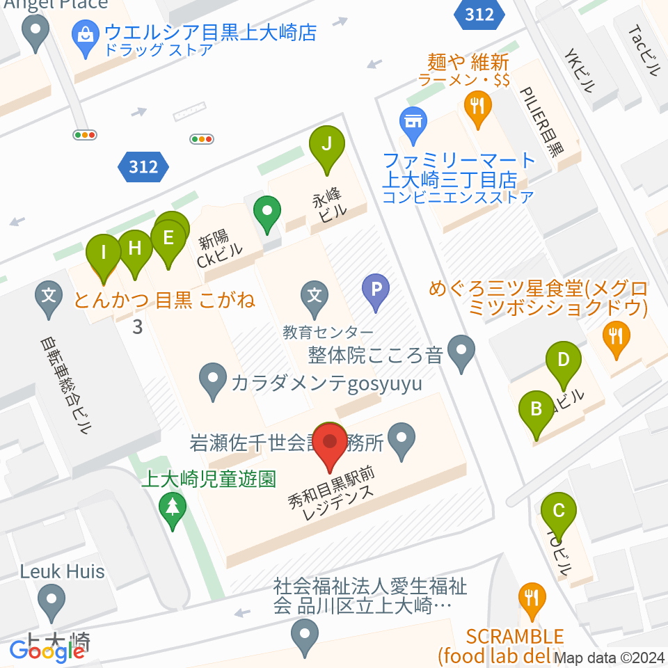 アスク音楽院 東京周辺のファミレス・ファーストフード一覧地図