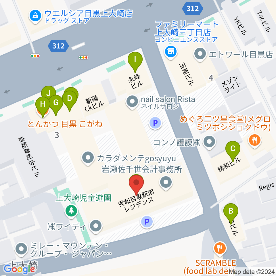 アスク音楽院 東京周辺のファミレス・ファーストフード一覧地図