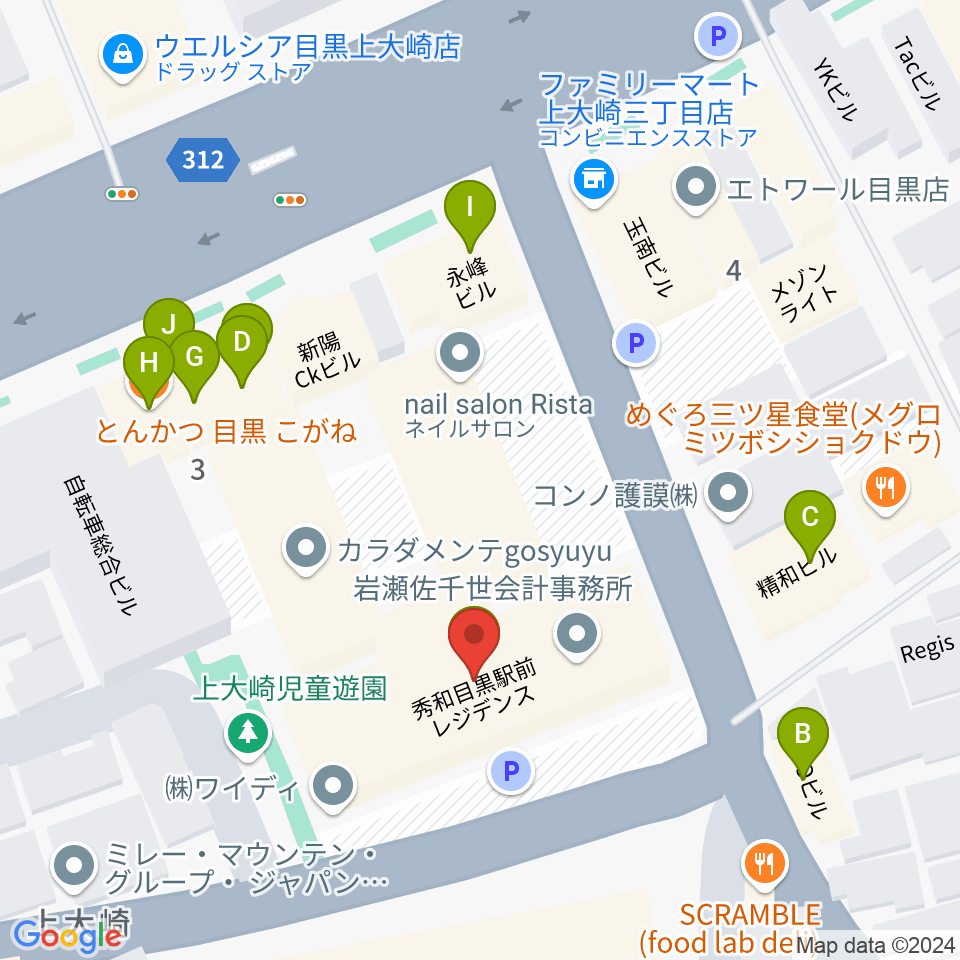 アスク音楽院 東京周辺のファミレス・ファーストフード一覧地図