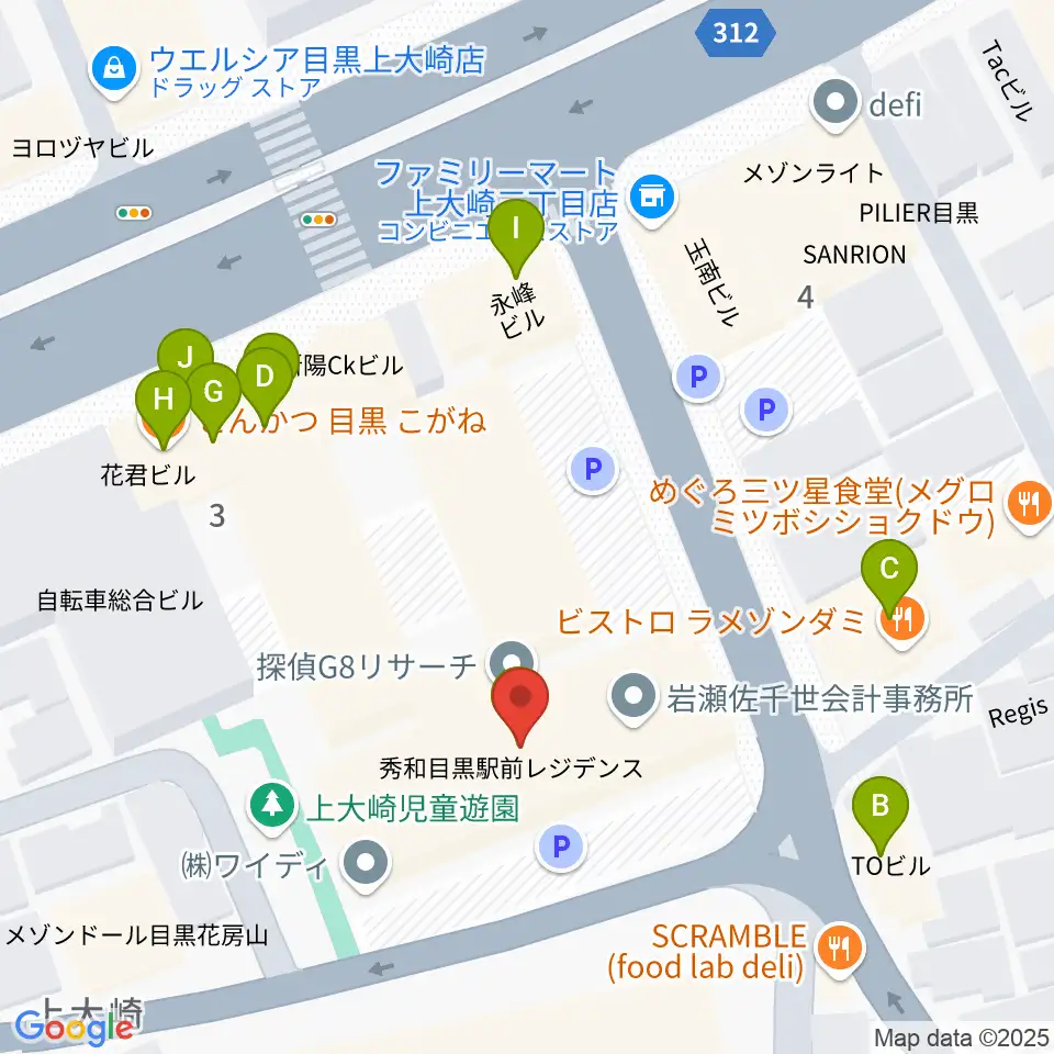 アスク音楽院 東京周辺のファミレス・ファーストフード一覧地図