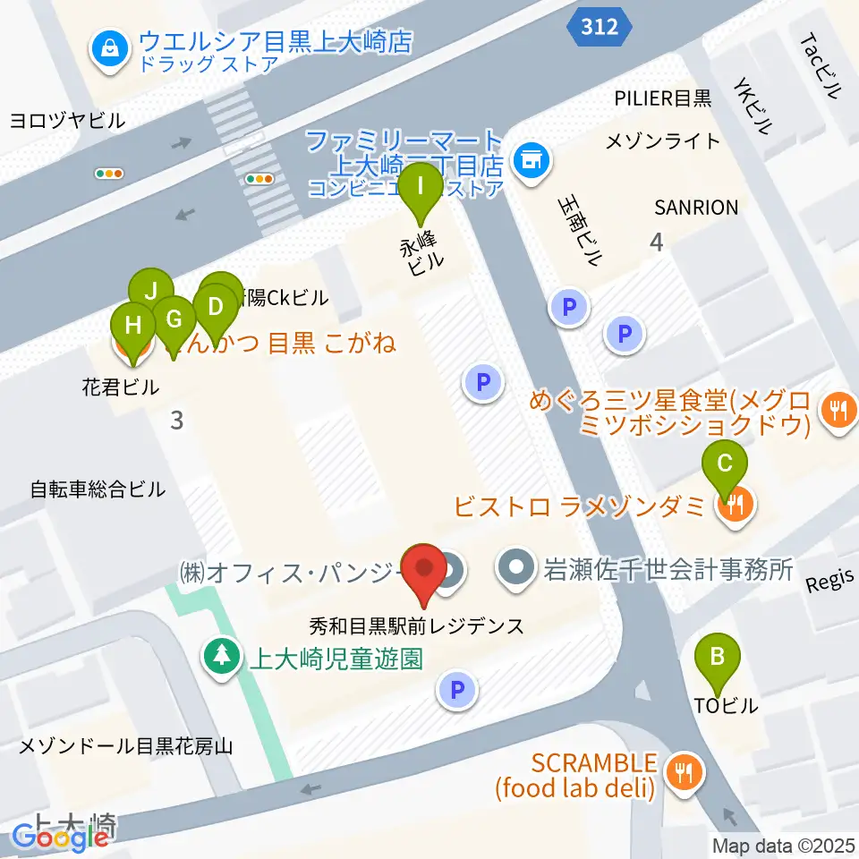 アスク音楽院 東京周辺のファミレス・ファーストフード一覧地図