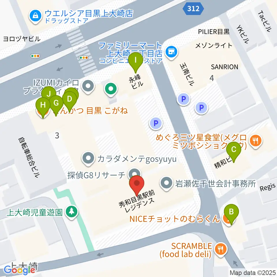 アスク音楽院 東京周辺のファミレス・ファーストフード一覧地図