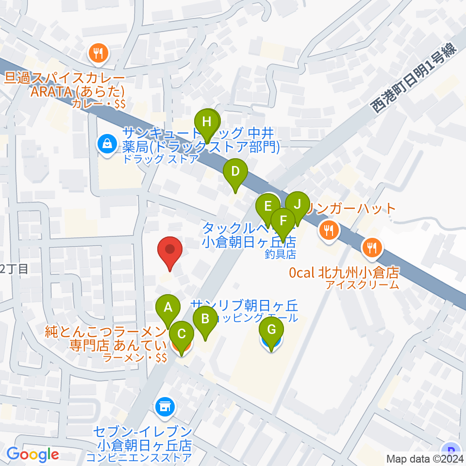 マメット音楽教室周辺のファミレス・ファーストフード一覧地図