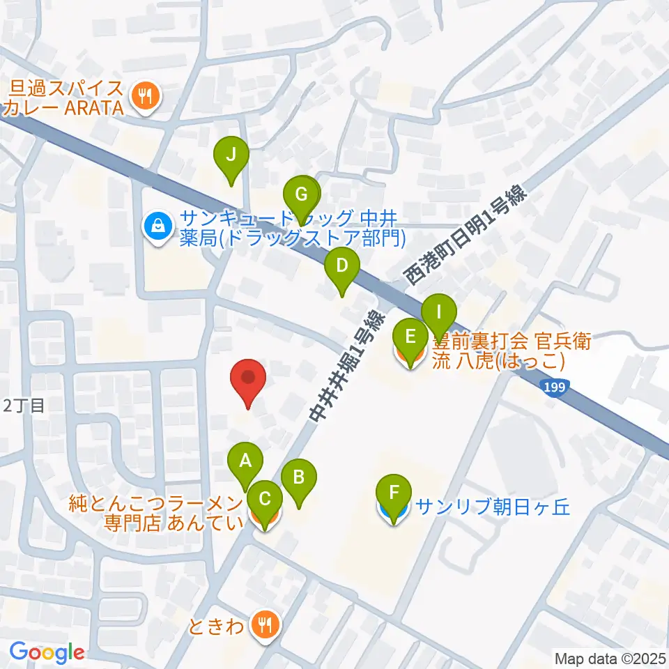 マメット音楽教室周辺のファミレス・ファーストフード一覧地図
