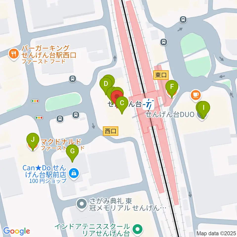 リトミックランドせんげん台教室周辺のファミレス・ファーストフード一覧地図