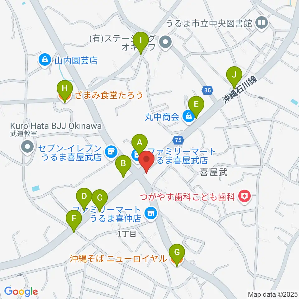池武当新垣三線店周辺のファミレス・ファーストフード一覧地図