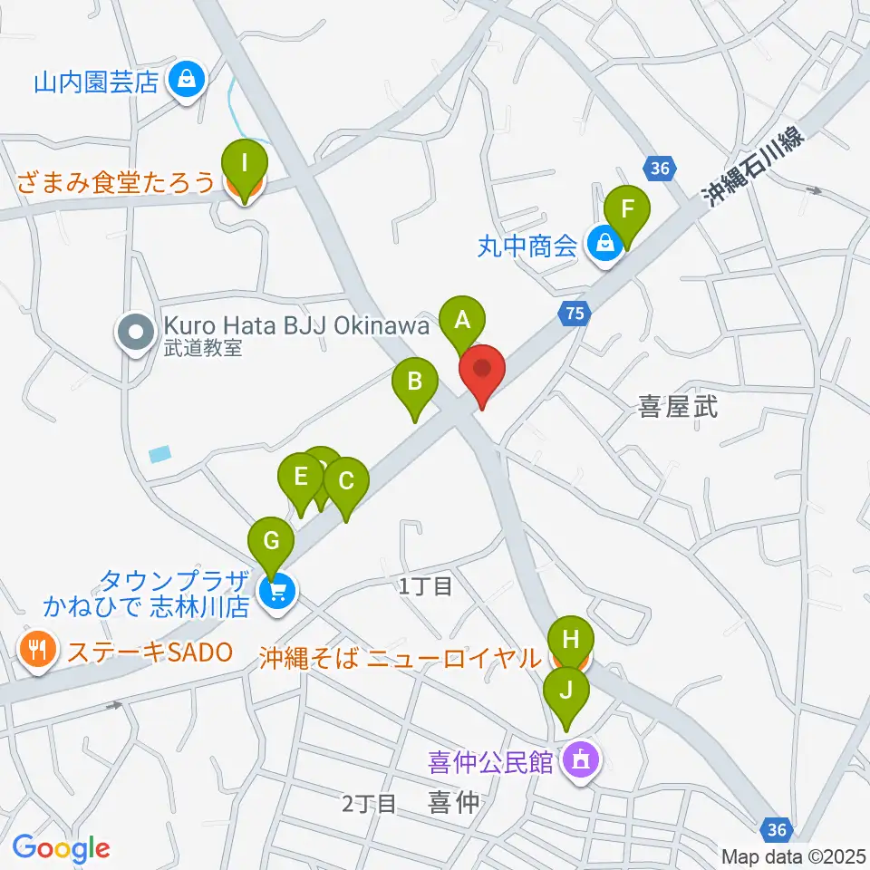 池武当新垣三線店周辺のファミレス・ファーストフード一覧地図