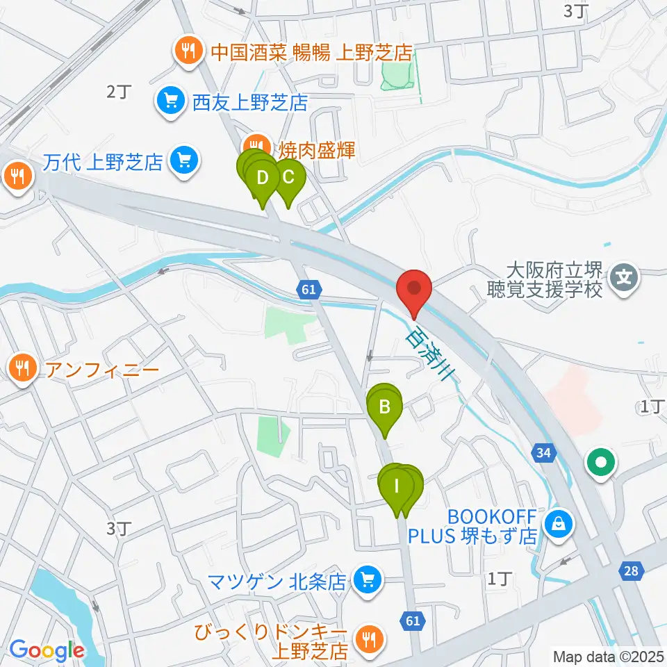FSアカデミー本校周辺のファミレス・ファーストフード一覧地図