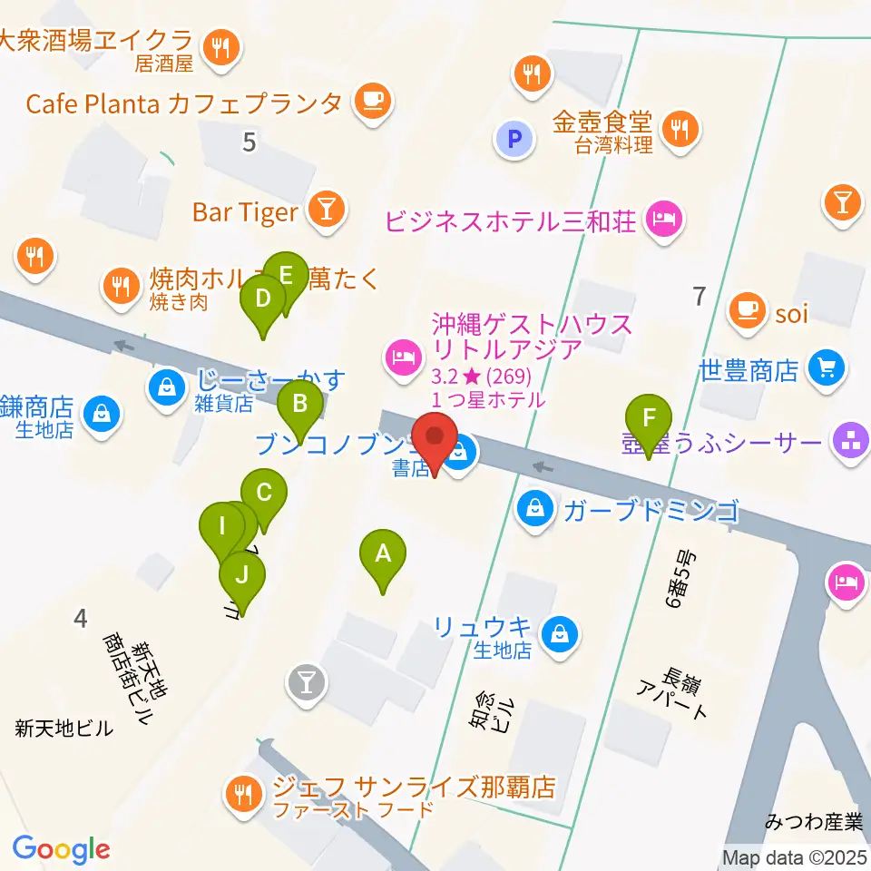 知名オーディオ周辺のファミレス・ファーストフード一覧地図