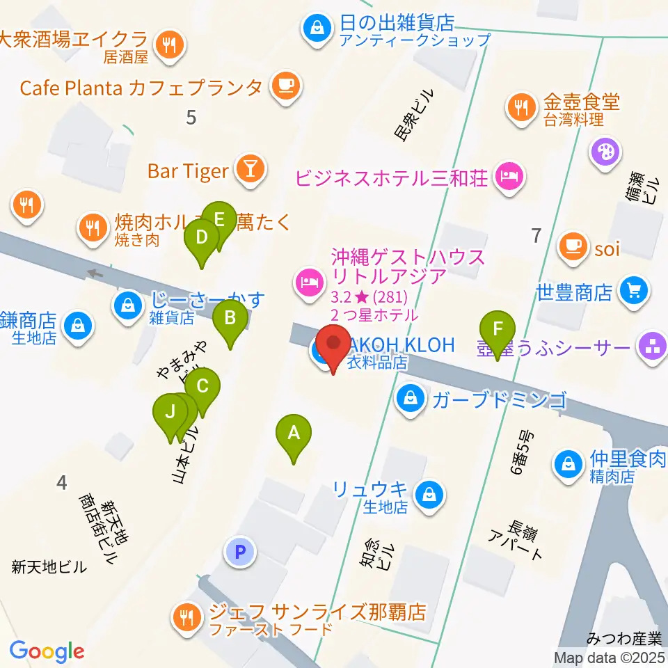 知名オーディオ周辺のファミレス・ファーストフード一覧地図