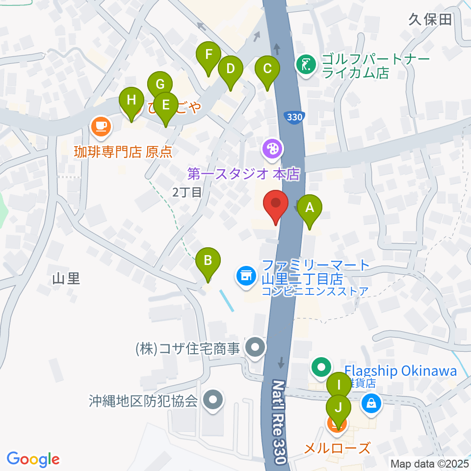 島ピアノセンター周辺のファミレス・ファーストフード一覧地図