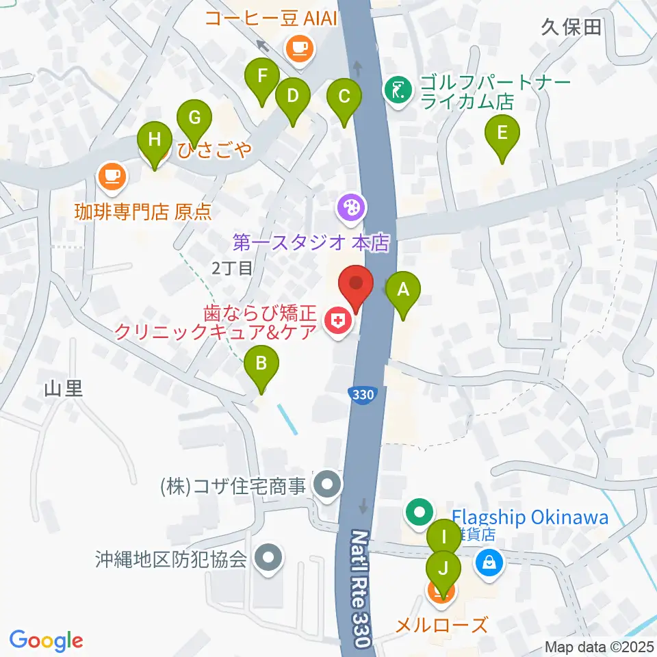 島ピアノセンター周辺のファミレス・ファーストフード一覧地図