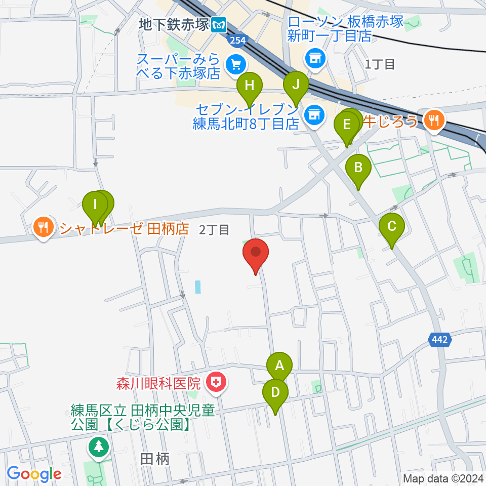 吉田音楽教室周辺のファミレス・ファーストフード一覧地図