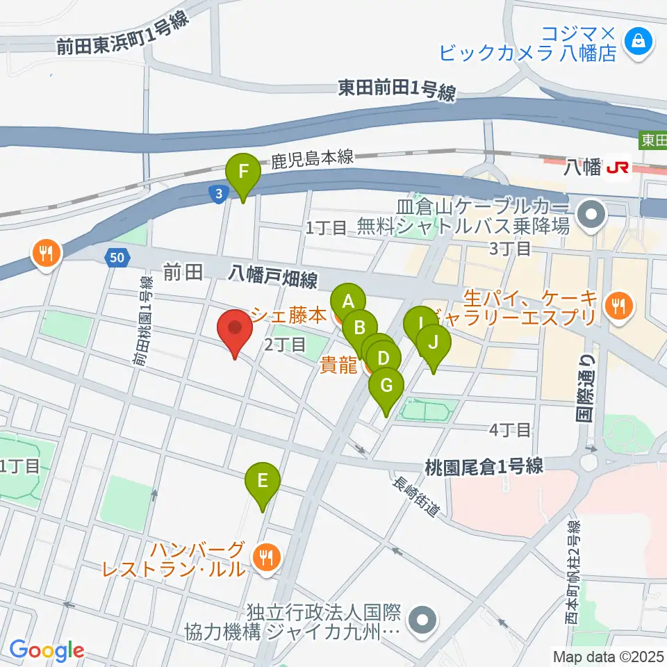 フルート＆ピアノ教室 癒音工房周辺のファミレス・ファーストフード一覧地図